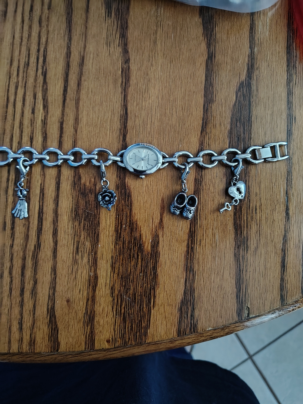 Woman's Silver Tone Charm Watch Untested #4-31